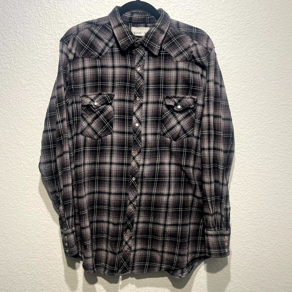 Wrangler Wrancher Western Shirt Mens XLT Multicolor Plaid Cowboy Pearl Snap Soft